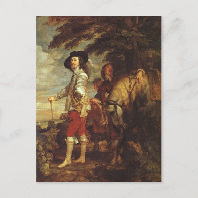 Carte Postale Charles I, Roi d'Angleterre à la chasse par Van Dy (Devant)