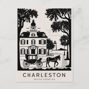 Carte Postale Charleston, Caroline du Sud Noir & Blanc