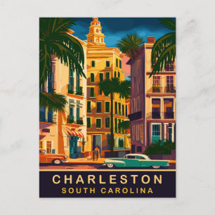 Carte Postale Charleston centre-ville, SC, Voyage vintage