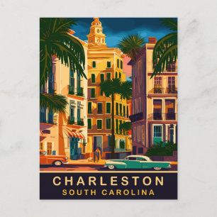 Carte Postale Charleston Downtown, SC, Vintage voyage