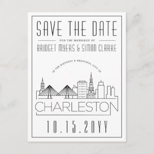 Carte Postale Charleston Mariage Styliszed Skyline Enregistrer l
