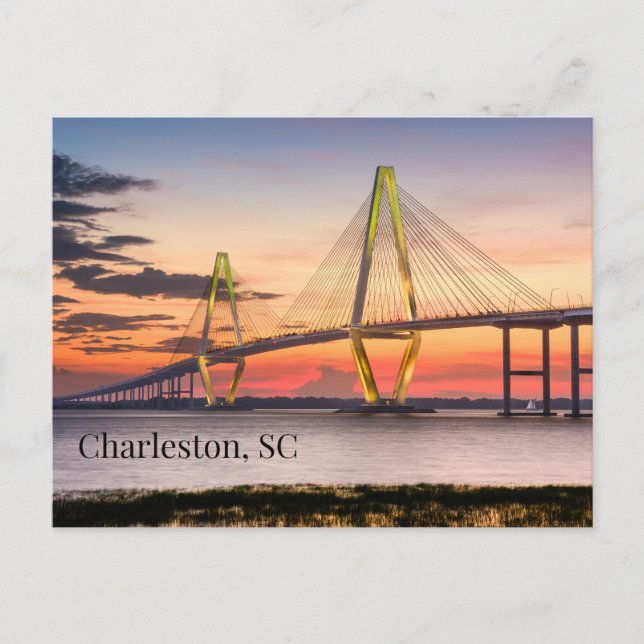 Carte Postale Charleston, pont Sunset de Caroline du Sud (Devant)