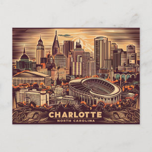 Carte Postale Charlotte, Caroline du Nord, Rétro Vintage