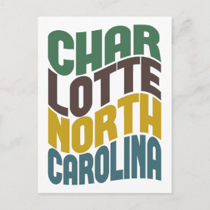 Carte Postale Charlotte North Carolina Retro Wave