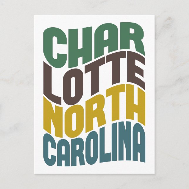 Carte Postale Charlotte North Carolina Retro Wave (Devant)