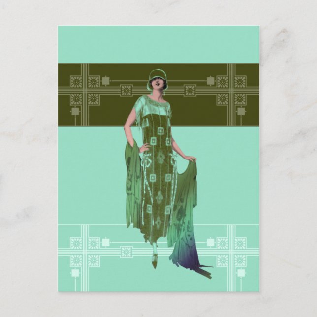 Carte Postale CHARLOTTE'S SHAWL, 1920 Mode à la menthe et à l'ol (Devant)