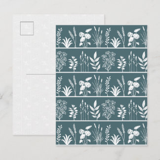 Carte Postale Charmant Herbier Plantes Botaniques Vert Olive