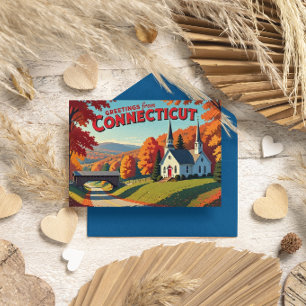 Carte Postale Charmant voeux d'automne du Connecticut