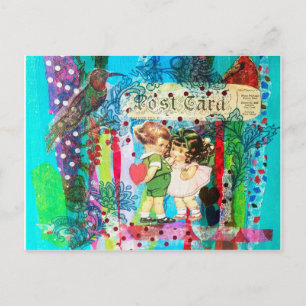 Carte Postale Charmante fête de la Saint-Valentin à la Vintage