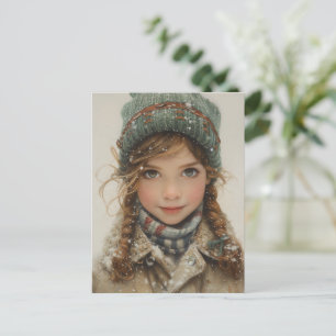 Carte Postale Charmante portrait d'hiver Jeune fille