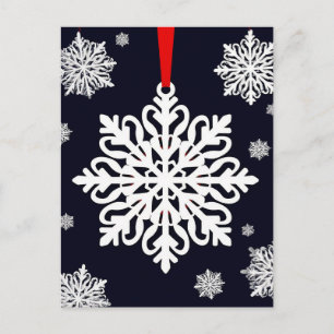 Carte Postale ✨ Charme de décoration flocon de neige festif ❄️ É