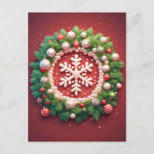 Carte Postale ❄️ Charme de Noël élégant en flocon de neige 🎄 Fe