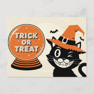Carte Postale Charme éffrayant du milieu du siècle "Trick or Tre