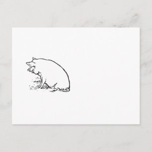 Carte Postale Charme Perky Cochon ferme animal nature dessin