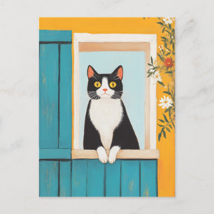 Carte Postale Charming Chat in Window