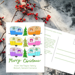 Carte Postale Charming Christmas Camper Vintage Trailer RV Xmas
