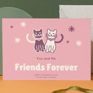 Carte Postale Charming Pink and White Cat Friendship Day