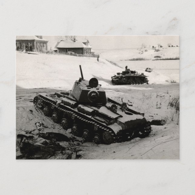 Carte Postale Chars russes et allemands 2ème guerre mondiale (Devant)