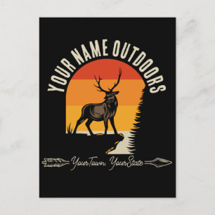 Carte Postale Chasse AJOUTER LE NOM À L'Extérieur Deer Elk Wilde