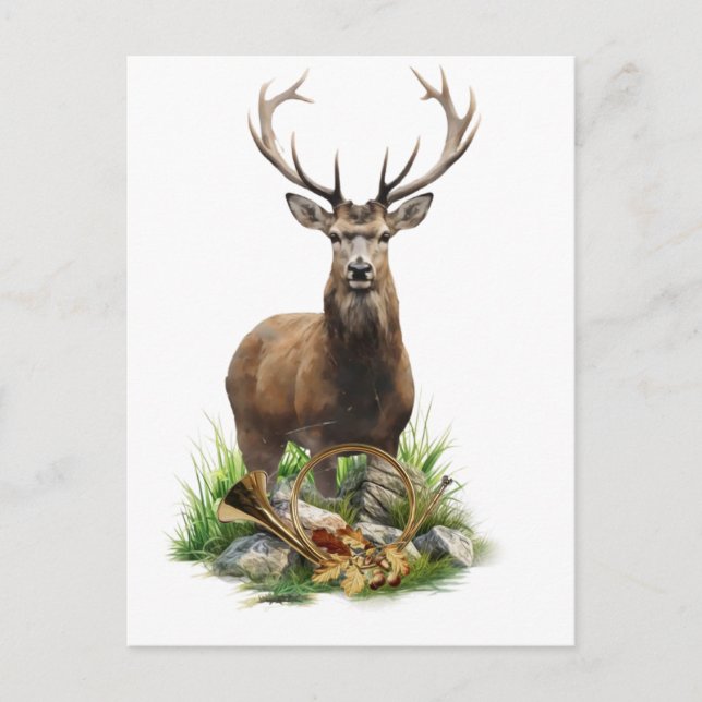 Carte Postale Chasse aux cerfs (Devant)
