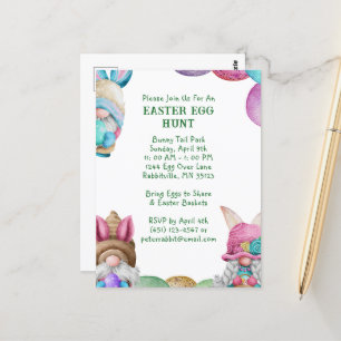 Carte Postale Chasse aux oeufs de Pâques de lapin coloré