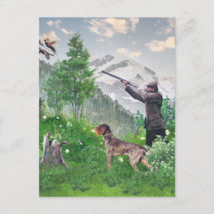 Carte Postale Chasse avec Allemand À poils durs Pointer Tapestry