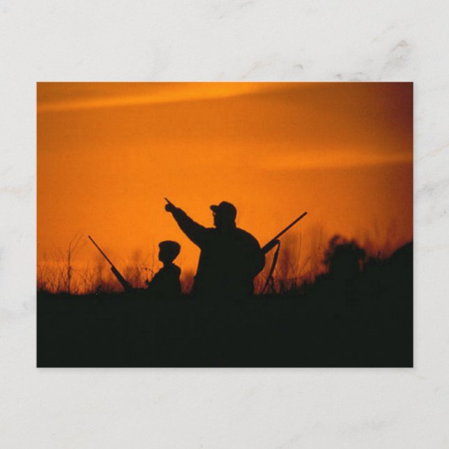 Carte Postale Chasse avec papa (Devant)
