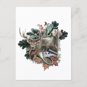 Carte Postale Chasse avec un Weimaraner, "Grey Ghost"