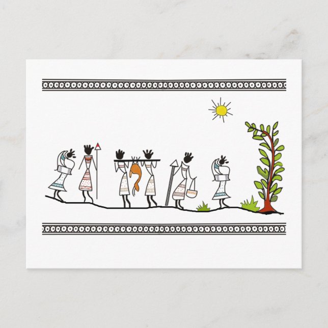 Carte Postale chasse_people_saura_Indian_Tribal_Peinture (Devant)