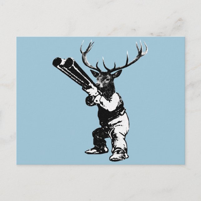 Carte Postale chasse vintage au cerf (Devant)