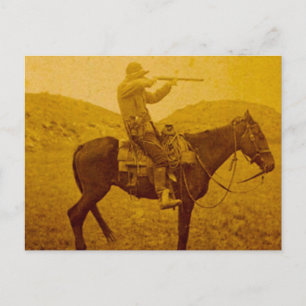 Carte Postale Chasse vintage au cowboy à cheval