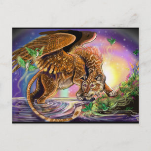 Carte Postale Chasseur de poule Chat volant