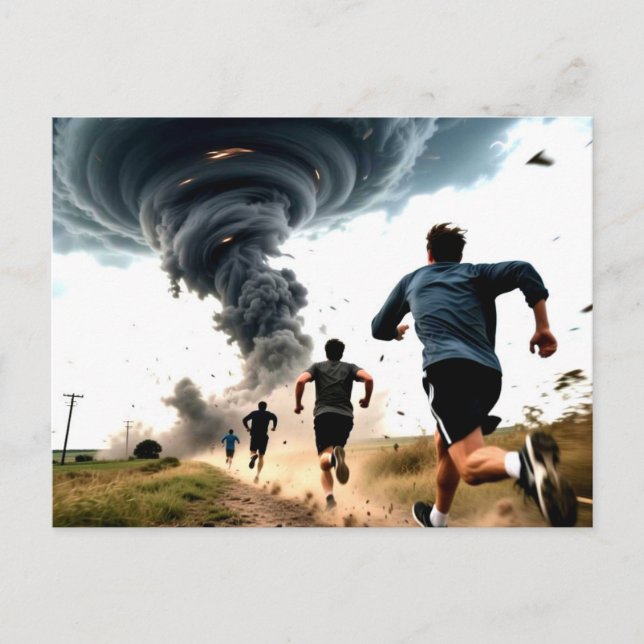 Carte Postale Chasseur de tornade drôle tempête  (Devant)