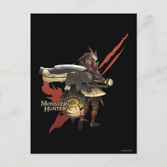 Carte Postale Chasseur féminin avec Switch Ax, Armoirie Rathalos (Devant)