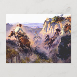 Carte Postale "Chasseurs de chevaux sauvages" par Charles M Russ