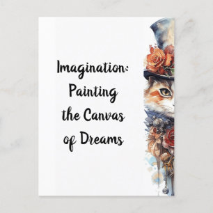 Carte Postale Chat 3 Kitten avec aquarelle rose