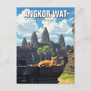 Carte Postale Chat à Angkor Wat Cambodge