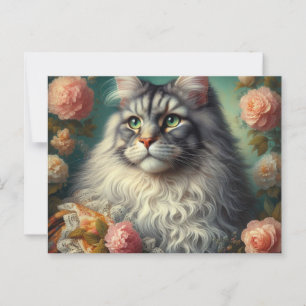 Carte Postale Chat à capuchon vintage en argent du Victoria