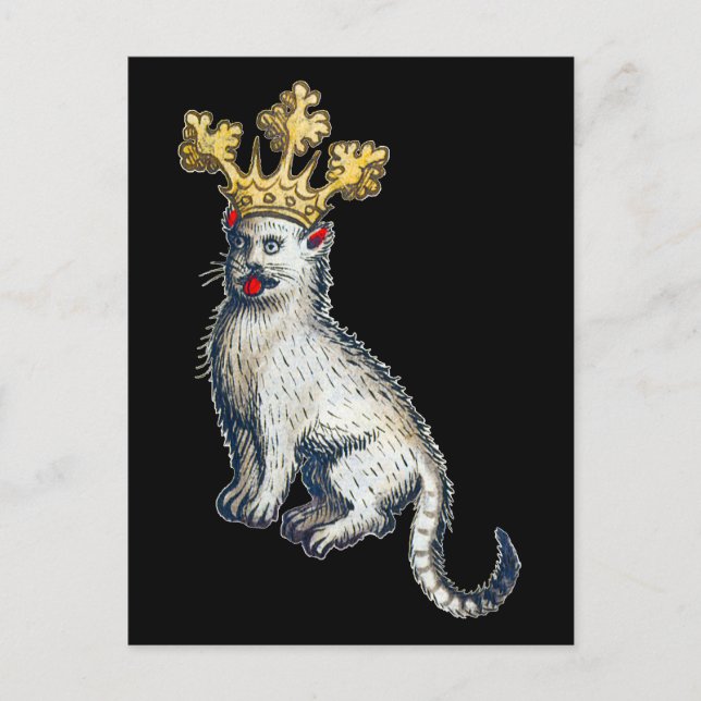 Carte Postale Chat à couronne médiévale (Devant)
