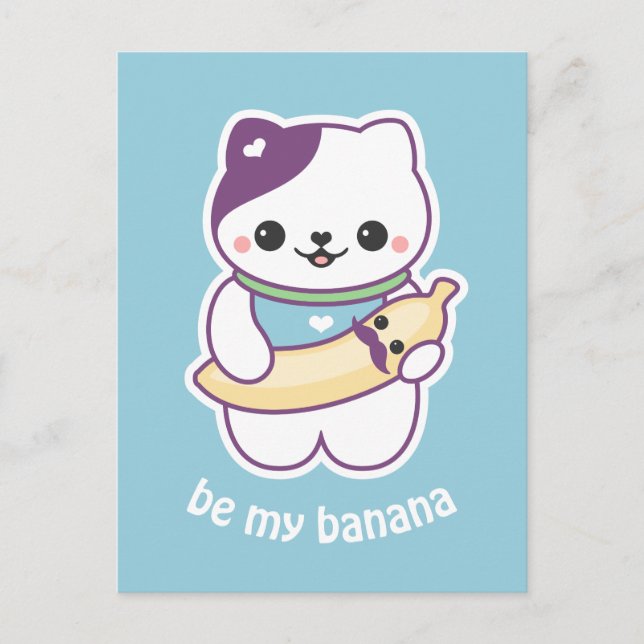 Carte Postale Chat à la banane mignonne (Devant)
