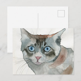 Carte Postale Chat à l'aquarelle