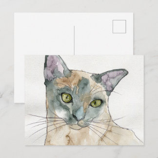 Carte Postale Chat à l'aquarelle