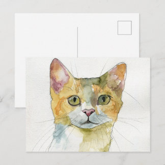 Carte Postale Chat à l'aquarelle