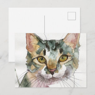 Carte Postale Chat à l'aquarelle