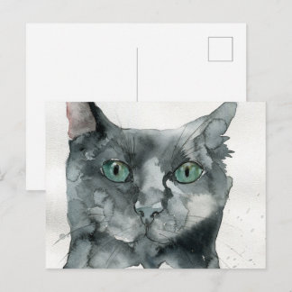 Carte Postale Chat à l'aquarelle