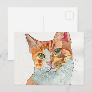 Carte Postale Chat à l'aquarelle