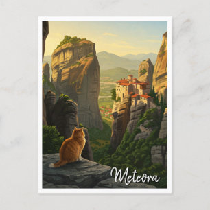 Carte Postale Chat à Meteora Grèce Voyage