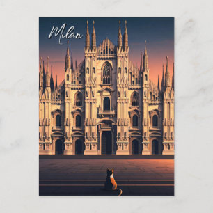 Carte Postale Chat à Milan Duomo