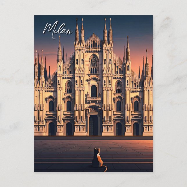 Carte Postale Chat à Milan Duomo (Devant)