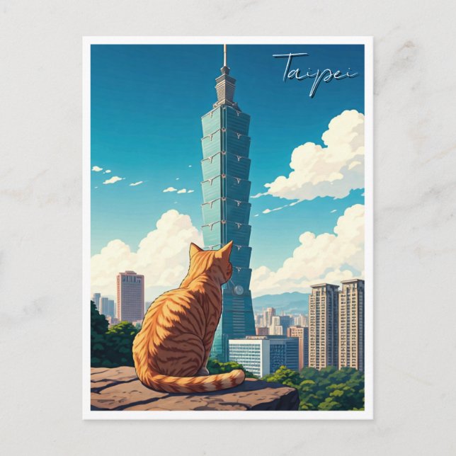 Carte Postale Chat à Taipei 101 Taïwan (Devant)